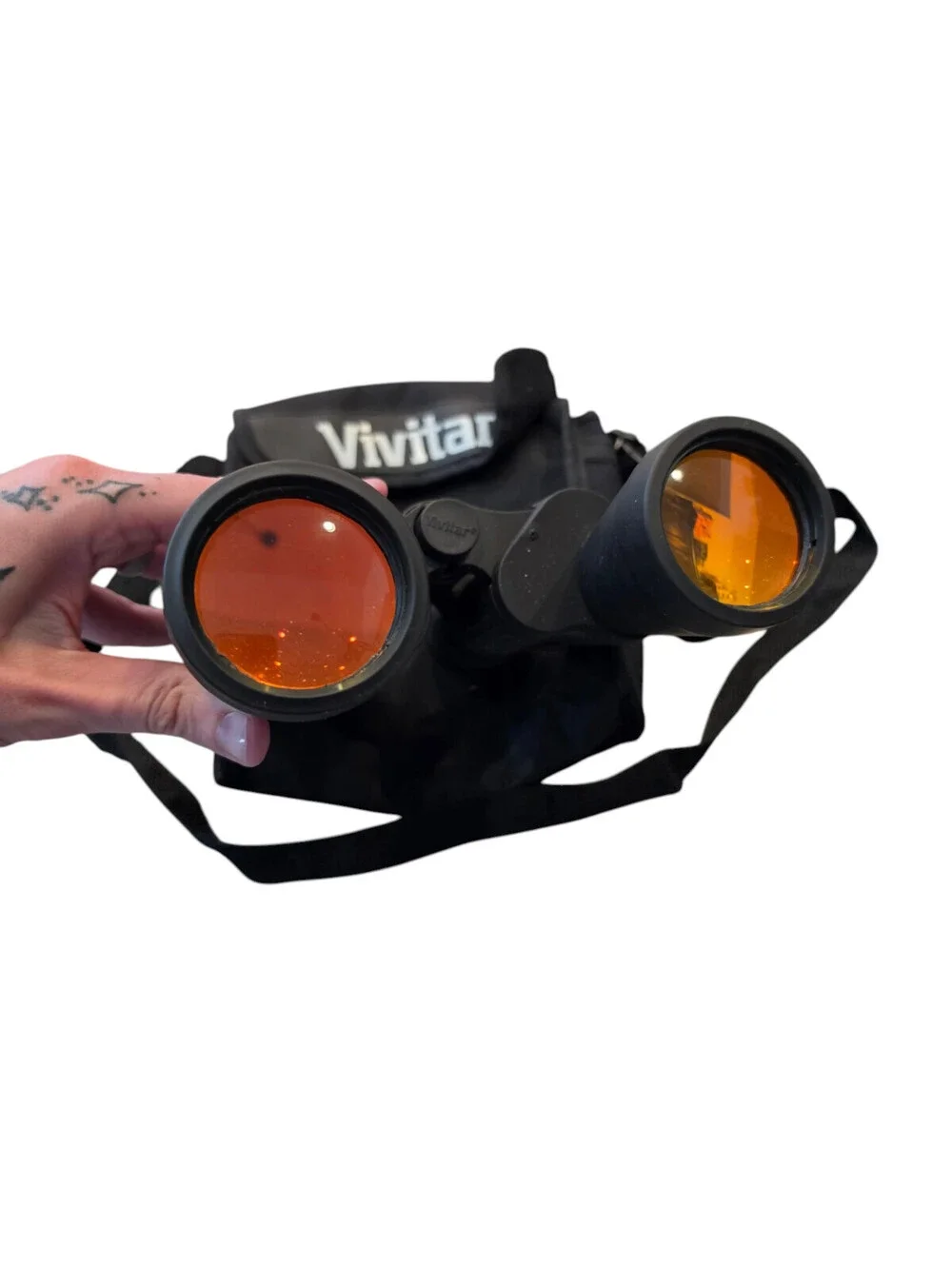 Vivitar Black Binoculars 7x50 With Red Lens & Carrying Case Coated Optics